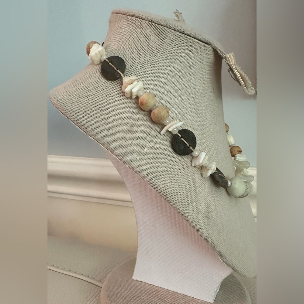 Natural Stone Shell And Coconut Shell Necklace Pe… - image 2